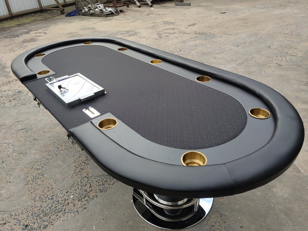 English Elm 96" Oval Poker Table with Waterproof Felt Leatherette Rail Cup Holders and Drop Box W2748S00036