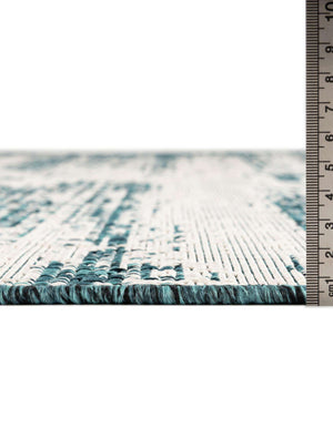 Unique Loom Outdoor Modern Cartago Machine Made Abstract Rug Teal, Ivory 9' 0" x 12' 2"