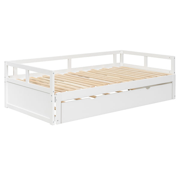 English Elm Extending Twin Daybed with Pull Out Trundle Solid Pine Wood Frame Guest Room N708P336535K