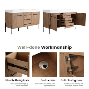 English Elm 60" Freestanding Double Sink Bathroom Vanity with Soft-close Doors and Three Drawers W999S00528