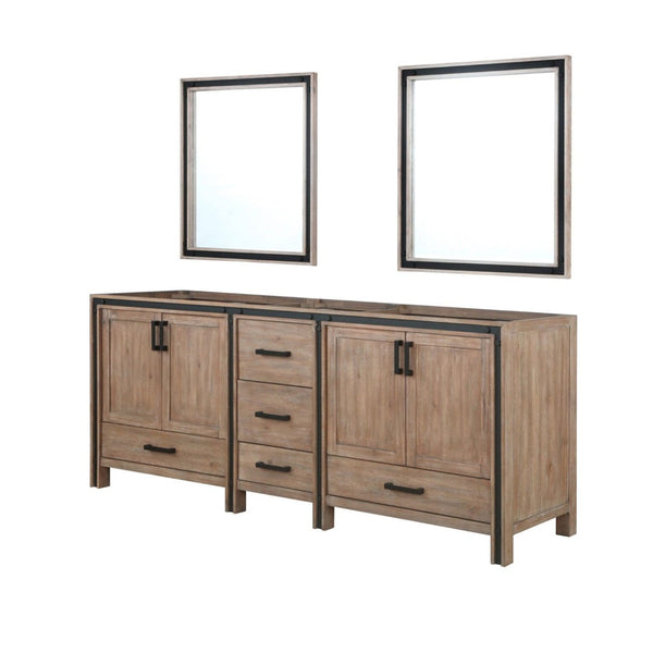 English Elm Rustic Barnwood Double Bath Vanity With Mirrors – Spacious 84" W X 22" D, Ideal Rustic Charm & Storage B2731S00591-GIGA