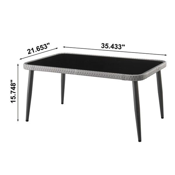 English Elm Portofino Outdoor 4-Pc Conversation Set with Removable Waterproof Cushions, Tempered Glass Top Grey B365P397656