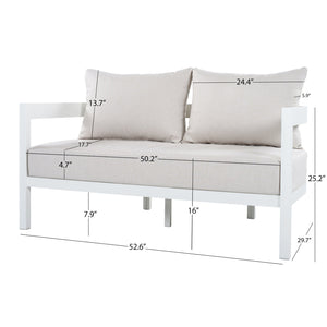 English Elm 5-piece Outdoor Aluminum Conversation Set Resort Style Curved Seating for 7 Adults N767P389542A