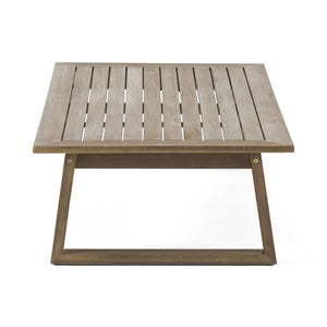 English Elm Christopher Knight Home® - BELGIAN Acacia Wood Loveseat and Coffee Table Set with Slatted Design and Water‑Resistant Cushions Grey 54 L x 31 W x 20.75 H 66742.00GLGRY