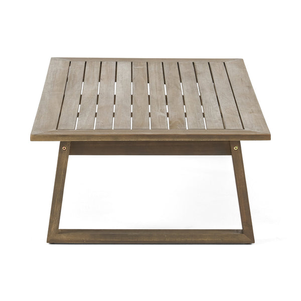 English Elm Christopher Knight Home® - BELGIAN Acacia Wood Loveseat and Coffee Table Set with Slatted Design and Water‑Resistant Cushions Grey 54 L x 31 W x 20.75 H 66742.00GLGRY