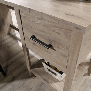 English Elm L-Shaped Desk In Warm Brown Finish - Spacious Workspace, Stylish Design, Perfect For Home Offices & More! B356P402638