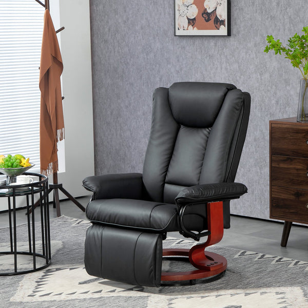 English Elm Homcom Manual Swivel Recliner Chair - Stylish Pu Leather Comfort With Adjustable Footrest & 360° Rotating Base W2225P217423