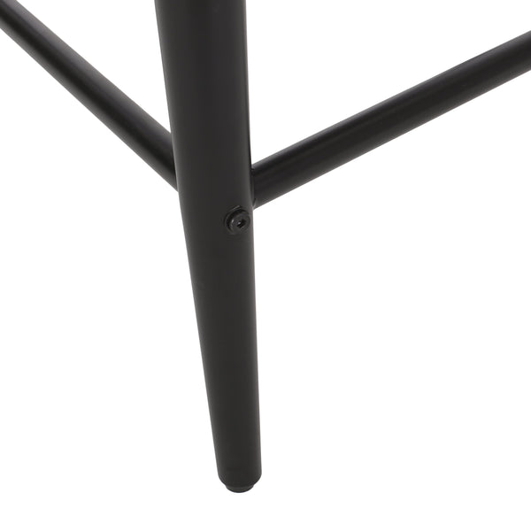 English Elm Counter Stools Set of Two Upholstered Matte Black Iron Frames with Gold Trim Modern N771P392273C