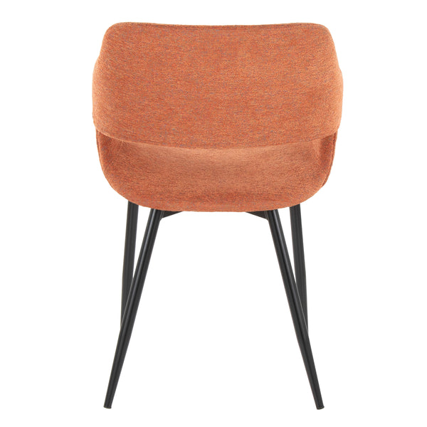 English Elm Margarite Contemporary Dining Chairs Set Of 2 - Stylish Orange Fabric & Black Metal For Modern Homes B202S01267