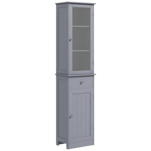 English Elm Kleankin Slim Bathroom Storage Cabinet - Stylish Gray Linen Tower With Acrylic Door & Drawer Storage W2225P229310