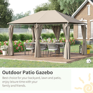 English Elm Outsunny 10' X 13' Outdoor Patio Gazebo Canopy With 6 Sidewalls, Steel Frame For Stylish Shade & Comfort W2225P174175-GIGA
