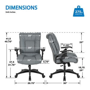 OSP Home Furnishings Leather Executive Conference Chair with Lumbar Support Pillow Top Ergonomic Seating 9333E-EC42