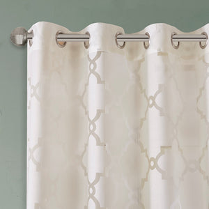 English Elm Fretwork Sheer Curtain Panel - Elegant Ivory Lightweight Treatment For Breezy, Refined Spaces B03598126