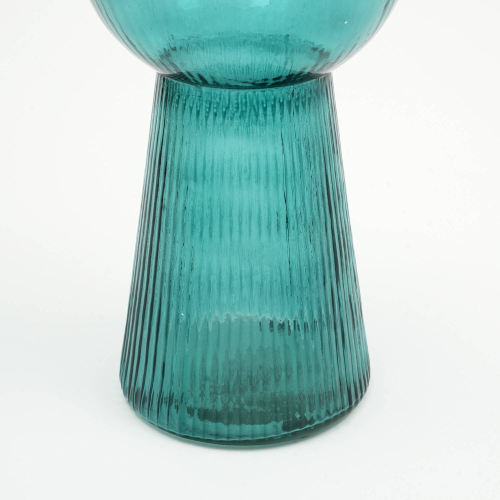English Elm Modern Funnel Flare Glass Vase - Elegant 12-Inch Teal Decorative Accent For Home & Event Centerpieces B346P336870