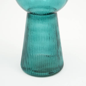 English Elm Modern Funnel Flare Glass Vase - Elegant 12-Inch Teal Decorative Accent For Home & Event Centerpieces B346P336870
