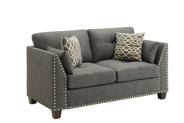 English Elm Light Loveseat in Charcoal Linen with 4 Plush Pillows, Buttonless Tufted Modern Sofa for Cozy Lounging (59") B062P215426