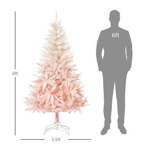 English Elm Homcom 6Ft Pink Unlit Spruce Christmas Tree With 800 Tips - Realistic, Customizable & Durable Décor W2225P229761