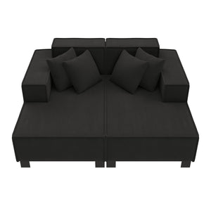 English Elm Swivel Barrel Accent Chair Chenille Tufted Round Club Seat for Living Room Lounge Black N719S002221B