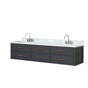 English Elm Black Double Bath Vanity With Carrara Marble Top & Faucet Set – Elegant, Spacious Design For Luxury B2731P258099