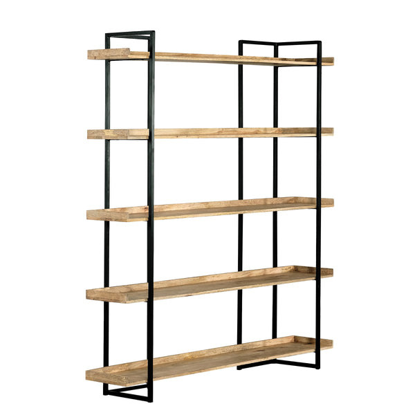 English Elm 68 Industrial 5-Tier Mango Wood & Iron Bookshelf, 75" Tall Open Bookcase for Home Office Decor B2741P320767