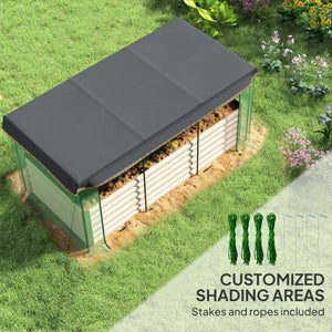 English Elm Raised Galvanized Steel Garden Bed with Crop Cage Shade Cloth and Bottomless Design T3971P422412