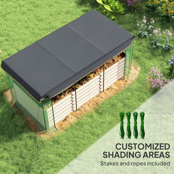 English Elm Raised Galvanized Steel Garden Bed with Crop Cage Shade Cloth and Bottomless Design T3971P422412