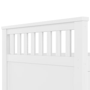 English Elm Twin Captain Platform Bed with Bookcase Headboard Four Drawers Pine Mdf Frame White GX001828AAK-1