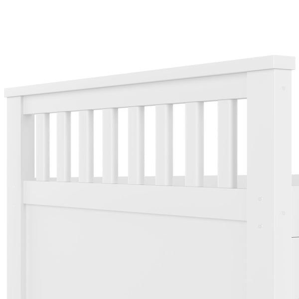 English Elm Twin Captain Platform Bed with Bookcase Headboard Four Drawers Pine Mdf Frame White GX001828AAK-1