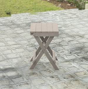 English Elm Riverstone Recycled Hdpe Folding Outdoor Bistro Table Weatherproof Patio Balcony Sand B2745P409705