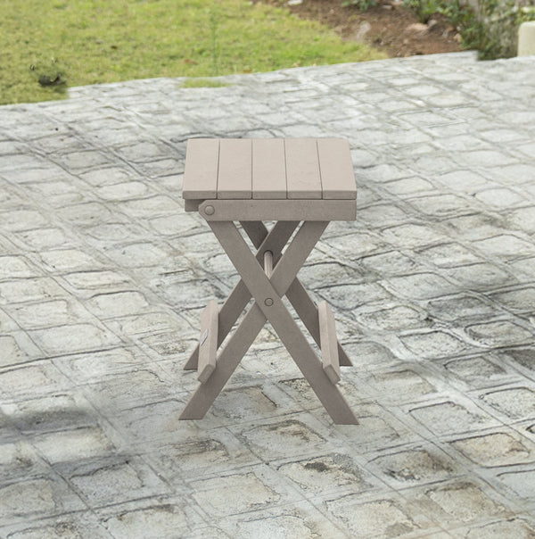 English Elm Riverstone Recycled Hdpe Folding Outdoor Bistro Table Weatherproof Patio Balcony Sand B2745P409705