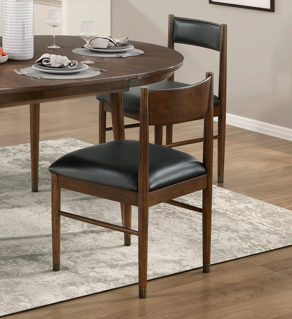 English Elm 5pc Cherry Maple Veneer Dining Set Butterfly Leaf Table Four Leather Side Chairs B011S01194