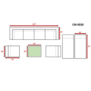 English Elm Fully Assembled 9-Piece Rattan Wicker Patio Seating Set With Cushions For 8 – Ultimate Comfort! B120S00274