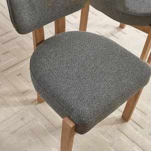 English Elm Wooden Wingback Dining Chairs Chenille Upholstered Farmhouse Set for Kitchen Comfort Grey W3244P316080