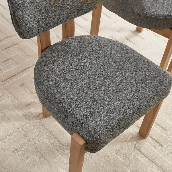 English Elm Wooden Wingback Dining Chairs Chenille Upholstered Farmhouse Set for Kitchen Comfort Grey W3244P316080