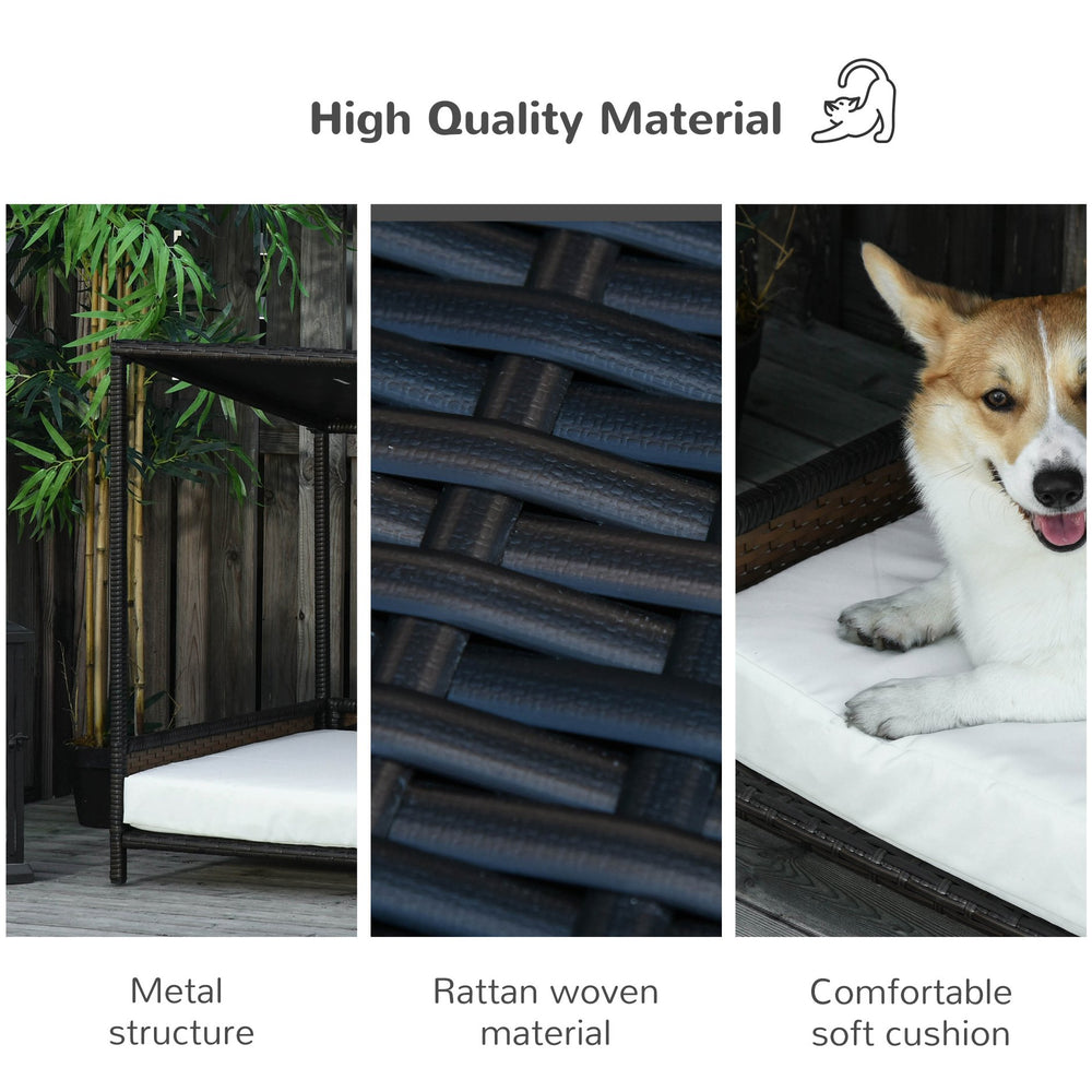 English Elm Adjustable Pine Wood Pet Stairs Foldable Dog Ramp with Guardrails for Safe Climbing T3971P406633