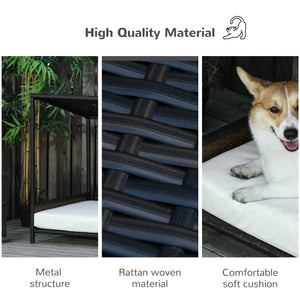 English Elm Adjustable Pine Wood Pet Stairs Foldable Dog Ramp with Guardrails for Safe Climbing T3971P406633