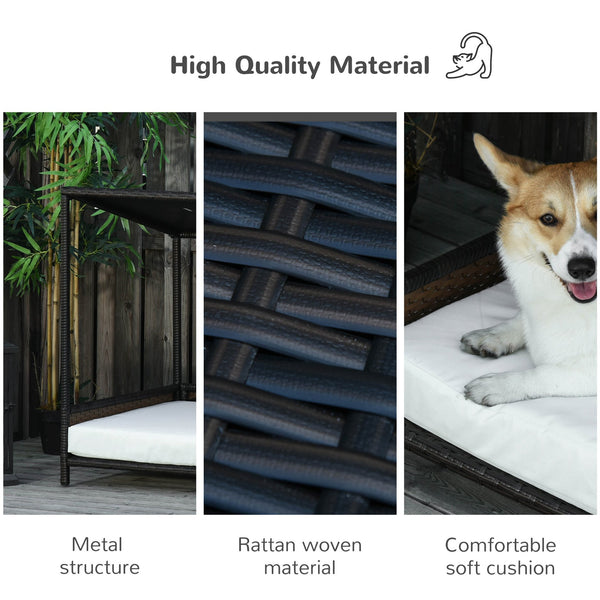 English Elm Adjustable Pine Wood Pet Stairs Foldable Dog Ramp with Guardrails for Safe Climbing T3971P406633