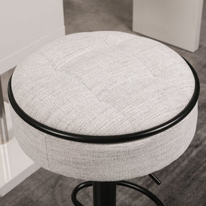 English Elm Round Storage Bar Stool with Hidden Lift Storage, Height Adjustable 28–36" Swivel Seat for Home Off White W2200P196801