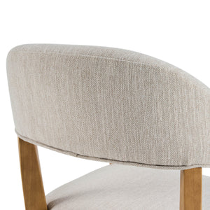 English Elm Wood Frame Upholstered Dining Chairs Set of 2 Curved Back Rubberwood Armrest Seating Beige,Natural N768P389407N