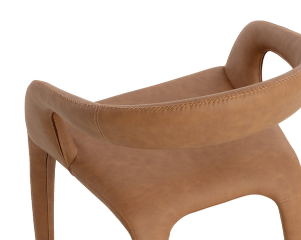 Sunpan Atika Dining Armchair - Stylish Milliken Cognac Design For Modern Comfort In Your Dining Room Brown Faux Leather 112212