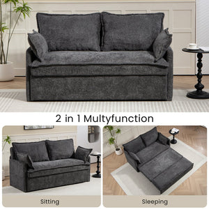 English Elm 59.5" Corduroy Convertible Sleeper Sofa with Usb Charging Ports and Storage Pockets W2606P252442