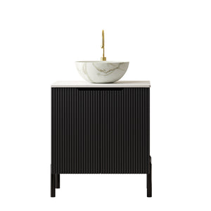 English Elm Dina Floating Bathroom Vanity with Sintered Stone Top and Crystal Glass Basin W2615S00658