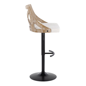 English Elm Adjustable Farmhouse Barstools with Cream Cushion Swivel Seat and Wood Accents Set of 2 B202S02168