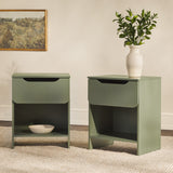 Simple Modern 1-Drawer Nightstand - Set of 2 Green DOMB4CGRC-2PK Walker Edison