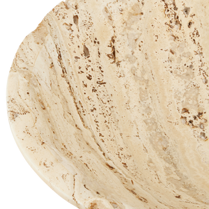 Lubo Travertine Bowl – Elegant Tan Centerpiece with Unique Swirling Design for Modern Decor