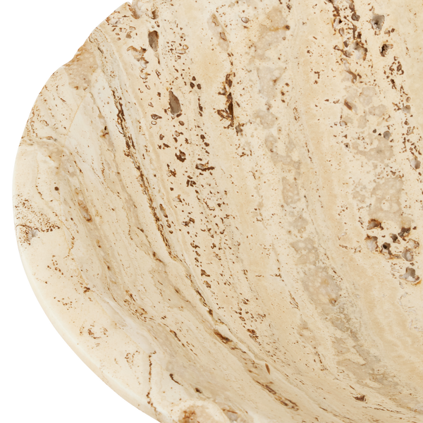 Lubo Travertine Bowl – Elegant Tan Centerpiece with Unique Swirling Design for Modern Decor