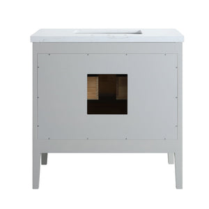 English Elm Fully Assembled 36'' Grey Bathroom Vanity With Engineered Marble Top & Dual Handle Sets For Style W1826P308975