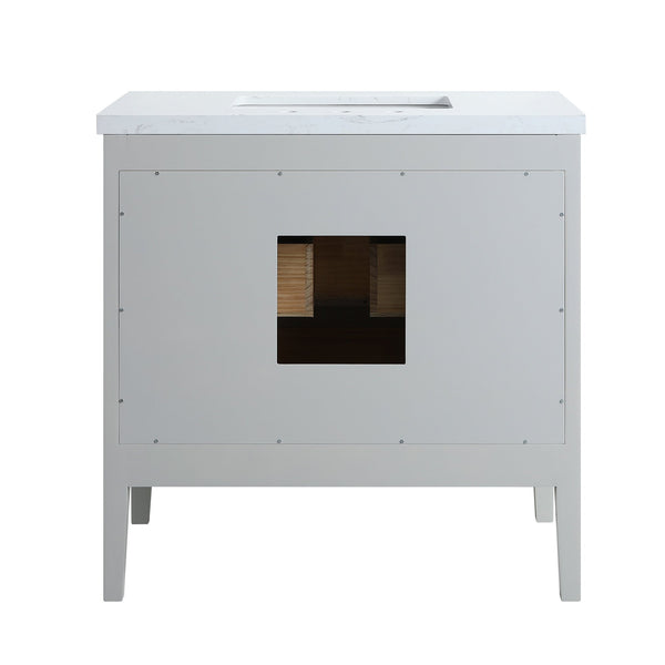 English Elm Fully Assembled 36'' Grey Bathroom Vanity With Engineered Marble Top & Dual Handle Sets For Style W1826P308975