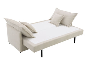 English Elm Elisea Beige Fabric Sleeper Sectional Sofa with Storage, Pocket Coil Seats, Removable Covers, Full B2726S00129