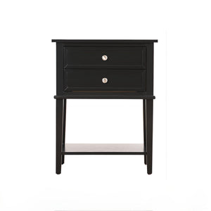 English Elm Sleek Black Minimalist Nightstand with Open Shelf, Durable Particle Board, 28"H x 22"W x 16"D, Easy Assembly B078112091